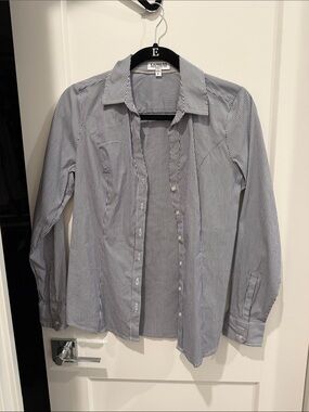 Express Blue & White Pinstripe Button-Up Shirt